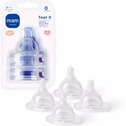 Extra-Slow Flow Teats Size 0, Suitable for Newborns, SkinSoft Silicone Teats for Baby Bottles, Fits All MAM Bottles, Baby Fee ...