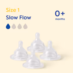 Teats Size 1, Suitable for Newborns, Slow Flow SkinSoft Silicone Teats for Baby Bottles, Fits All MAM Bottles, Baby Feeding Essentials, Pack of 4
