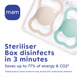 Air Night Soothers 6 Months+ (Pack of 2), Glow in The Dark Baby Soothers with Self Sterilising Travel Case, Newborn Essentials, Blue, (Designs May