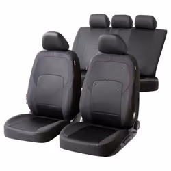 Seat cover; WALSER; Logan ZIPP IT Premium; red/black Polyester Front and Rear; for VOLKSWAGEN, FORD, NISSAN, SEAT, CITROËN