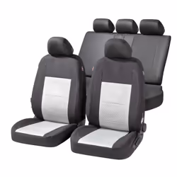 Seat cover; WALSER; Avignon ZIPP IT Premium; silver, black Polyester Front and Rear; for VOLKSWAGEN, FORD, NISSAN, SEAT, CITR ...