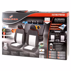 WALSER Avignon ZIPP IT Premium 11872 Seat cover silver, black Polyester Front and Rear VOLKSWAGEN: Golf 7, Polo V Hatchback, GOLF 6