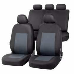 Seat cover; WALSER; black/grey Polyester Front and Rear; for VOLKSWAGEN, FORD, NISSAN, SEAT, CITROËN