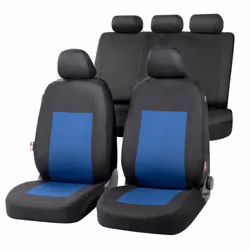 Seat cover; WALSER; black/blue Polyester Front and Rear; for VOLKSWAGEN, FORD, NISSAN, SEAT, CITROËN