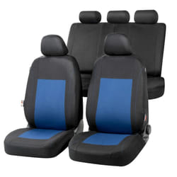 WALSER 13307 Seat cover black/blue Polyester Front and Rear VOLKSWAGEN: Golf 7, Polo V Hatchback, GOLF 6, FORD: Focus Mk4 Hatchback, FIESTA 5