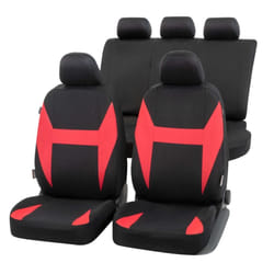 WALSER 13325 Seat cover black/red Polyester Front and Rear VOLKSWAGEN: Golf 7, Polo V Hatchback, GOLF 6, FORD: Focus Mk4 Hatchback, FIESTA 5, FIESTA 6