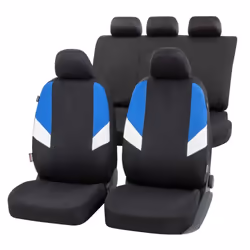 Seat cover; WALSER; black/blue Polyester Front and Rear; for VOLKSWAGEN, FORD, NISSAN, SEAT, CITROËN
