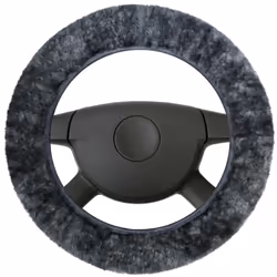 Steering wheel cover; WALSER; 37 39 anthracite Leather, Sheepskin
