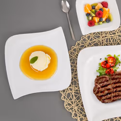 White Porcelain Dessert Plate - Modern Design, Dishwasher Safe