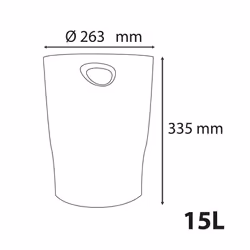 - Ref 45307D - Ecobin Waste Paper Bin- 263 x 263 x 335mm in Size, Large Waste Capacity of 15 Litres, Easy Clean Interior -Mouse Grey - Suitable for