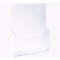 Brochure holders made from clear polystyrene. 1 pocket suitable for A5 leaflets. Max. storage depth 28 mm. Completely assembl ...
