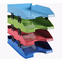 Exacompta 1131928SETD desk tray/organizer Plastic Blue, Green, Light Blue, Red