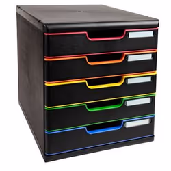 Exacompta 301914D, Polystyrene, Black, Multicolour, A4, A3, A4, 5 drawer(s), Brochure, Catalogue, Envelope, Flat file, Folder ...