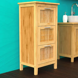 EISL Bathroom Cabinet with 3 Drawers Bamboo Storage Cabinet Cupboard Unit
