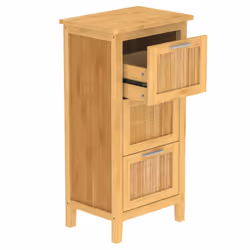 EISL Bathroom Cabinet with 3 Drawers Bamboo Storage Cabinet Cupboard Unit