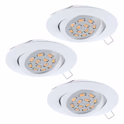 EGLO Tedo, Recessed lighting spot, Non-changeable bulb(s), 5 W, 3000 K, 400 lm, White
