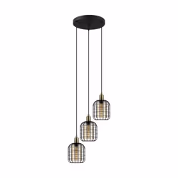 EGLO CHISLE pendant light, Flexible mount, Black, Bronze, Amber, Steel, Glass, Retro
