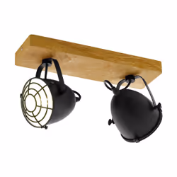 EGLO Gatebeck, Rail lighting spot, E14, 2 bulb(s), 220-240 V, Black, Wood
