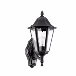EGLO NAVEDO, Outdoor wall lighting, Black, Silver, Aluminium, Glass, IP44, Entrance, Garden, Patio, Transparent
