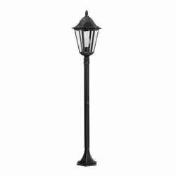 EGLO NAVEDO, Outdoor pedestal/post lighting, Black, Silver, Aluminium, Glass, IP44, Entrance, Garden, Patio, Transparent