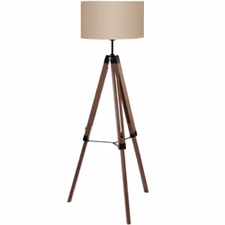 EGLO LANTADA, Taupe, Bedroom, Living room, Office, Fabric, Steel, Wood, IP20, II, E27
