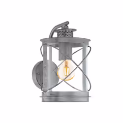 EGLO HILBURN 1, Outdoor wall lighting, Silver, Plastic, IP44, I, Transparent
