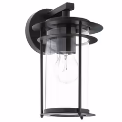 EGLO VALDEO, Outdoor wall lighting, Black, Glass, IP44, I, Transparent