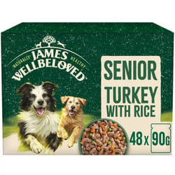 48 x 90g James Wellbeloved Senior Wet Dog Food Turkey in Gravy Pouch