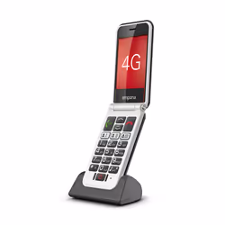 Emporia SIMPLICITYglam.4G, Flip, Single SIM, 7.11 cm (2.8"), Bluetooth, 1300 mAh, Black