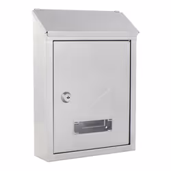 Rottner Udine, Wall-mounted mailbox, Steel, Silver, Vertical, Key, Front