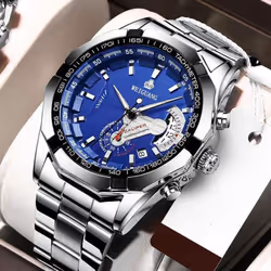 Fashion Automatic Movement Watch Men's Calendar Waterproof Luminous Non-mechanical Watch Large Dial - white