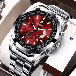 Fashion Automatic Movement Watch Men's Calendar Waterproof Luminous Non-mechanical Watch Large Dial - white