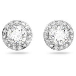 Swarovski Angelic Sterling Silver Rhodium Plated Stud Earrings With White Crystal 1081942 For Women