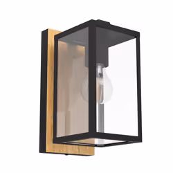 EGLO Budrone, Outdoor wall lighting, Black, Brown, Transparent, Glass, Steel, IP44, Facade, I