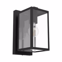 EGLO Budrone, Surfaced, Rectangle, 1 bulb(s), E27, IP44, Black, Transparent