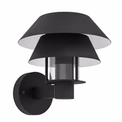 EGLO Chiappera, Outdoor wall lighting, Black, Transparent, White, Glass, Steel, IP44, Facade, I