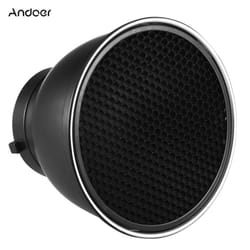 7 Inch Standard Reflector Diffuser Lamp Shade Dish with 60 degrees  Honeycomb Grid for Bowens Mount - black