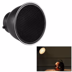 7 Inch Standard Reflector Diffuser Lamp Shade Dish with 60 degrees  Honeycomb Grid for Bowens Mount - black