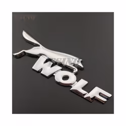 3D Wolf Racing Car Trunk Zinc Alloy Emblem Rear Body Tailgate Accessories - Silver