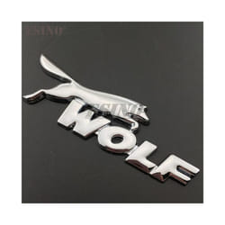 3D Wolf Racing Car Trunk Zinc Alloy Emblem Rear Body Tailgate Accessories - Silver