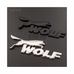 3D Wolf Racing Car Trunk Zinc Alloy Emblem Rear Body Tailgate Accessories - Silver