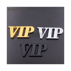 3D VIP JDM Style Car Trunk Zinc Alloy Badge Emblem Universal Design Car - Black