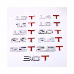 3D Metal Car Trunk Engine Displacement Scale Emblem Auto Stickers 1.3T - 2.5T