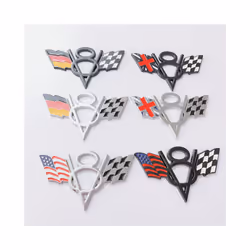 3D Metal US UK Germany Flag V8 Logo Car Trunk Emblem Badge Decal For Dodge - US V8 Black