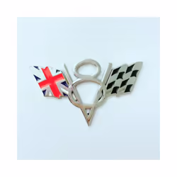 3D Metal US UK Germany Flag V8 Logo Car Trunk Emblem Badge Decal For Dodge - UK V8 Silver