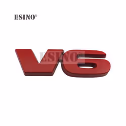 Car Styling V6 Engine Logo 3D Metal Alloy Adhesive Emblem Rear Trunk Badge - Red