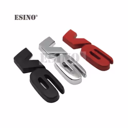 Car Styling V6 Engine Logo 3D Metal Alloy Adhesive Emblem Rear Trunk Badge - Red