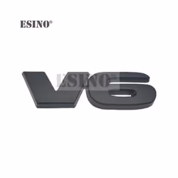Car Styling V6 Engine Logo 3D Metal Alloy Adhesive Emblem Rear Trunk Badge - Black