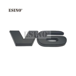 Car Styling V6 Engine Logo 3D Metal Alloy Adhesive Emblem Rear Trunk Badge - Black