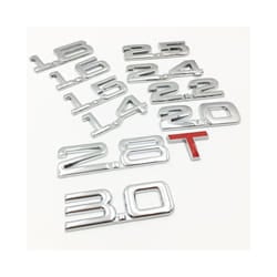 3D Metal Car Displacement Sticker 1.3 1.4 1.5 1.8 2.0 2.2 2.5 2.8 3.0 - 2.4T, Silver